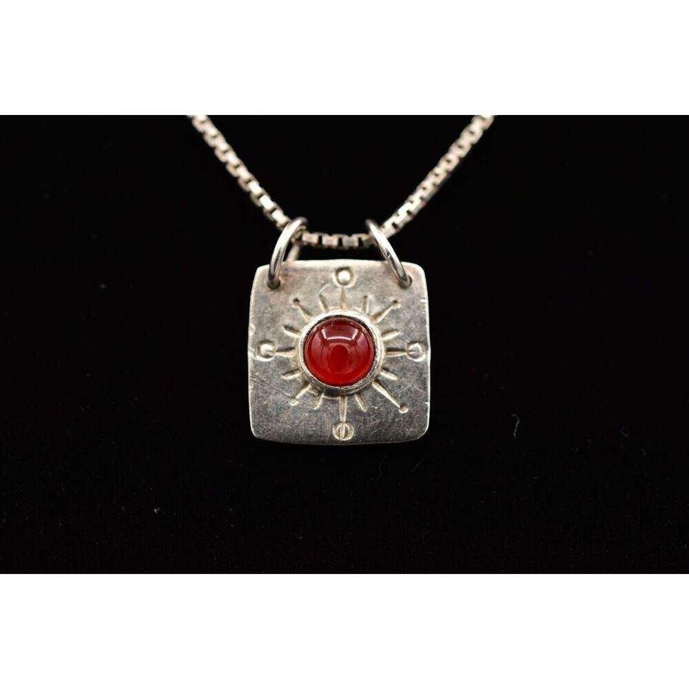 MM 95 Cabochon Pendant Necklace Sterling Silver Italy Signed Bin8